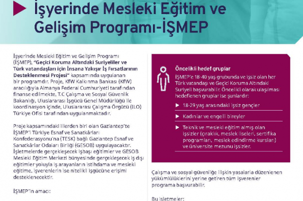 İŞMEP programı ile kayıtlı istihdamı destekliyoruz.